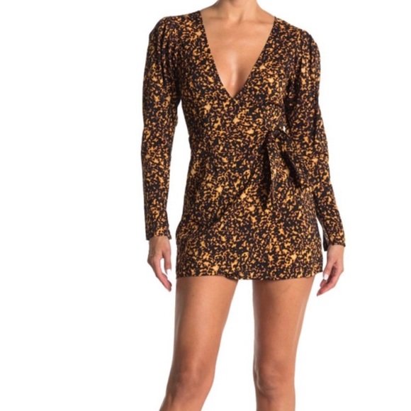 WeWoreWhat Blanca Printed Wrap Dress Tortoise - Picture 2 of 6